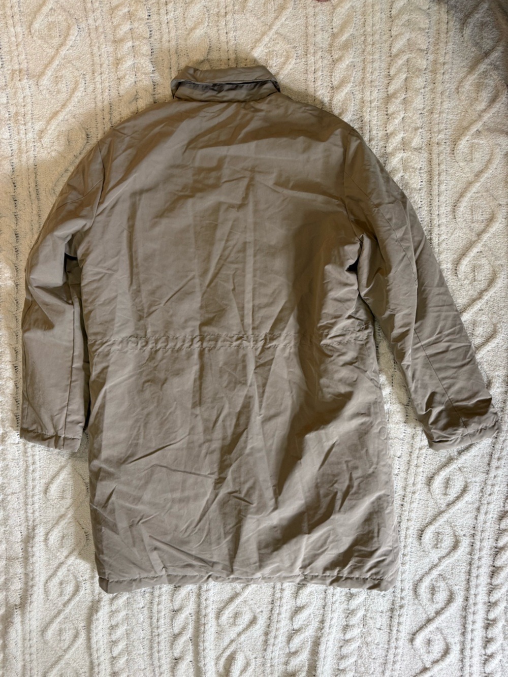 Zara Men’s Padded Trench Coat Beige Medium Zip Button Overcoat Jacket NWT - Picture 8 of 15